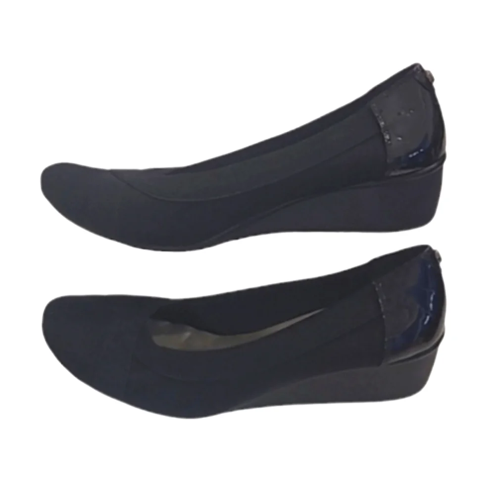 AK Sport Dani Slip On Wedges Criss-Cross Toe Glossy Heel Ballet Style Sz 10